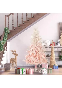 Hot Sale 🧨 HOMCOM 6ft Unlit Spruce Artificial 🎄 Christmas Tree with Realistic Branches and 800 Tips Pink 🛒 -HOMCOM Sales Store Belk 549