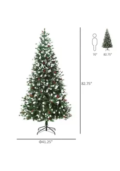 Best reviews of 🔔 HOMCOM 7' Tall Unlit Snow Flocked Fir Artificial 🎄 Christmas Tree with Realistic Branches Red Berries and 1172 Tips Green / White 🎁 -HOMCOM Sales Store Belk 554