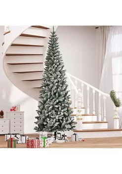 Flash Sale 🔥 HOMCOM 9ft Unlit Snow Flocked Slim Pine Artificial 🎁 Christmas Tree with Realistic Branches and 1084 Tips 🔔 -HOMCOM Sales Store Belk 577