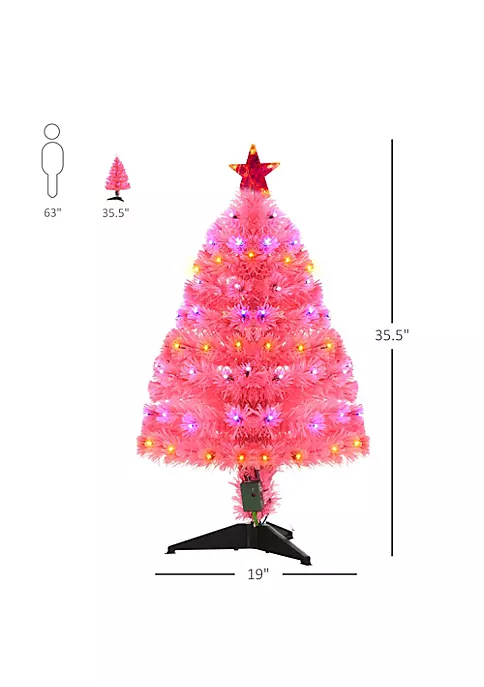 Cheapest ✨ HOMCOM 3ft Tall Pre Lit Douglas Fir Artificial ❄ Christmas Tree with Realistic Branches 90 Multi Color LED Lights Fiber Optics and 90 Tips Pink ✨ 5 Cheapest ✨ HOMCOM 3ft Tall Pre Lit Douglas Fir Artificial ❄ Christmas Tree with Realistic Branches 90 Multi Color LED Lights Fiber Optics and 90 Tips Pink ✨ - Image 3