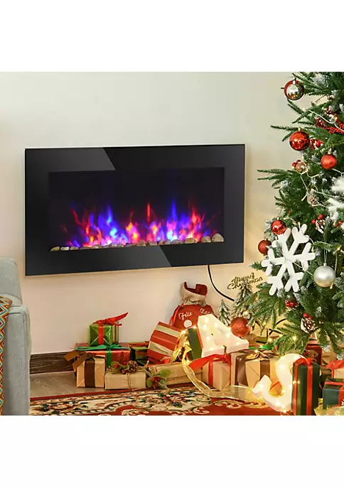 Deals π HOMCOM 36" 1500W Electric Wall Mounted Fireplace with Flame Effect 7 Color Background Light and Side Light Black π 6 Deals π HOMCOM 36" 1500W Electric Wall Mounted Fireplace with Flame Effect 7 Color Background Light and Side Light Black π - Image 4