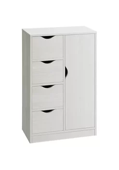 New 🥰 HOMCOM Modern Storage Cabinet Slim Chest Freestanding Storage Organizer with Four Drawers for Bedroom Entryway Living room and Bathroom White 🔔 -HOMCOM Sales Store Belk 616
