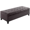 Best Sale 😍 HOMCOM Large 51" Tufted Faux Leather Ottoman Storage Bench for Living Room Entryway or Bedroom Dark Brown 🎉 -HOMCOM Sales Store Belk 622