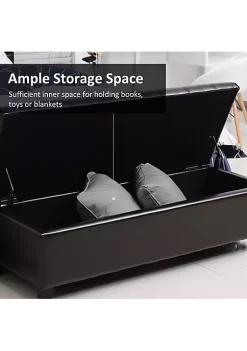 Best Sale 😍 HOMCOM Large 51" Tufted Faux Leather Ottoman Storage Bench for Living Room Entryway or Bedroom Dark Brown 🎉 -HOMCOM Sales Store Belk 624