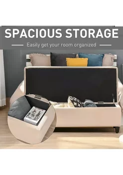 Best Sale 😍 HOMCOM Large 51" Tufted Faux Leather Ottoman Storage Bench for Living Room Entryway or Bedroom Dark Brown 🎉 -HOMCOM Sales Store Belk 625