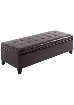 Best Sale 😍 HOMCOM Large 51" Tufted Faux Leather Ottoman Storage Bench for Living Room Entryway or Bedroom Dark Brown 🎉 -HOMCOM Sales Store Belk 626
