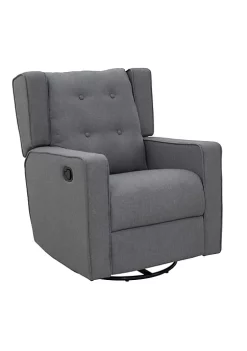 Wholesale 🤩 HOMCOM Wingback Recliner Chair Manual Rocking Sofa 360 degree Swivel Glider with Button Tufted Padded Seat Single Home Theater Seating for Living Room Bedroom Grey 💯