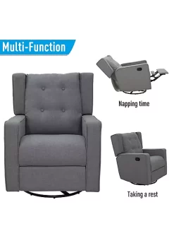 Wholesale 🤩 HOMCOM Wingback Recliner Chair Manual Rocking Sofa 360 degree Swivel Glider with Button Tufted Padded Seat Single Home Theater Seating for Living Room Bedroom Grey 💯 -HOMCOM Sales Store Belk 629