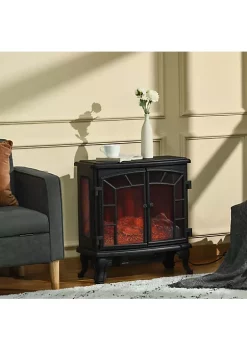 Brand new 💯 HOMCOM 25" Electric Fireplace Wood Stove Freestanding Fireplace Heater with Realistic Flames Adjustable Brightness Timer and Remote Control 750W/1500W Black 🎉 -HOMCOM Sales Store Belk 663