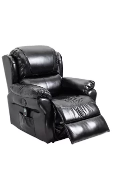 Promo ๐ HOMCOM Power Massage Electric Reclining Sofa Chair with Heat Remote Control 8 Massaging Points and Extended Footrest PU Leather Material Black โญ