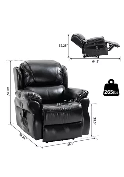 Promo 😀 HOMCOM Power Massage Electric Reclining Sofa Chair with Heat Remote Control 8 Massaging Points and Extended Footrest PU Leather Material Black ⭐ -HOMCOM Sales Store Belk 667