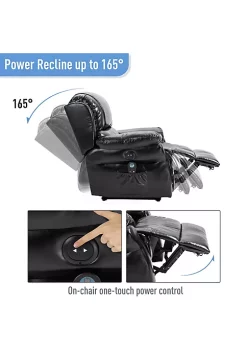 Promo 😀 HOMCOM Power Massage Electric Reclining Sofa Chair with Heat Remote Control 8 Massaging Points and Extended Footrest PU Leather Material Black ⭐ -HOMCOM Sales Store Belk 668