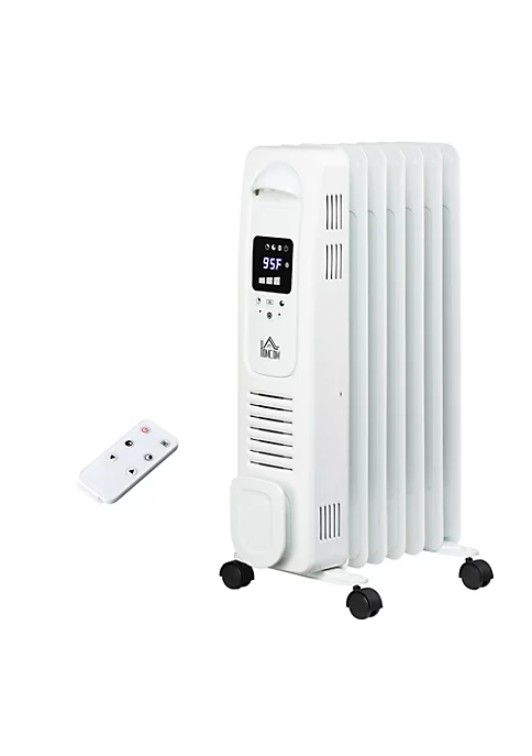 Best Pirce 😍 HOMCOM 1500W Digital Oil Filled Radiator Heater with 3 Heat Settings Portable Electric Space Heater with LED Display Timer Safety Cut Off and Remote Control White 👏 4 Best Pirce 😍 HOMCOM 1500W Digital Oil Filled Radiator Heater with 3 Heat Settings Portable Electric Space Heater with LED Display Timer Safety Cut Off and Remote Control White 👏 - Image 2