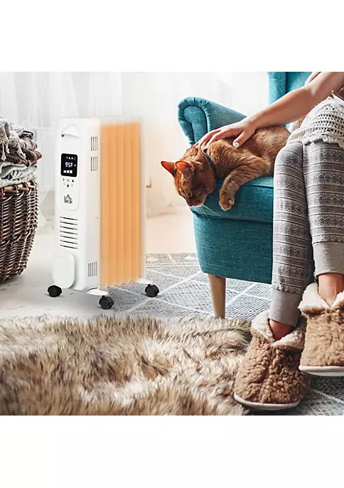 Best Pirce 😍 HOMCOM 1500W Digital Oil Filled Radiator Heater with 3 Heat Settings Portable Electric Space Heater with LED Display Timer Safety Cut Off and Remote Control White 👏 5 Best Pirce 😍 HOMCOM 1500W Digital Oil Filled Radiator Heater with 3 Heat Settings Portable Electric Space Heater with LED Display Timer Safety Cut Off and Remote Control White 👏 - Image 3