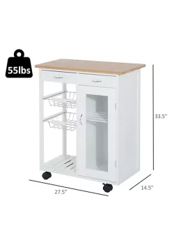 Best Sale ๐ HOMCOM 28" Rolling Kitchen Trolley Serving Cart Storage Cabinet Bamboo Top with Wire Basket and Glass Door and Drawers White ๐ 9 Best Sale ๐ HOMCOM 28" Rolling Kitchen Trolley Serving Cart Storage Cabinet Bamboo Top with Wire Basket and Glass Door and Drawers White ๐ -HOMCOM Sales Store Belk 677