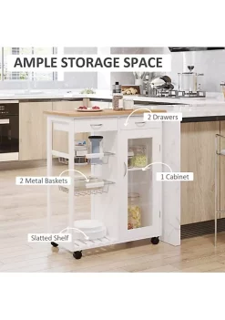 Best Sale ๐ HOMCOM 28" Rolling Kitchen Trolley Serving Cart Storage Cabinet Bamboo Top with Wire Basket and Glass Door and Drawers White ๐ 10 Best Sale ๐ HOMCOM 28" Rolling Kitchen Trolley Serving Cart Storage Cabinet Bamboo Top with Wire Basket and Glass Door and Drawers White ๐ -HOMCOM Sales Store Belk 678