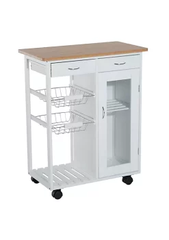 Best Sale ๐ HOMCOM 28" Rolling Kitchen Trolley Serving Cart Storage Cabinet Bamboo Top with Wire Basket and Glass Door and Drawers White ๐ 11 Best Sale ๐ HOMCOM 28" Rolling Kitchen Trolley Serving Cart Storage Cabinet Bamboo Top with Wire Basket and Glass Door and Drawers White ๐ -HOMCOM Sales Store Belk 679
