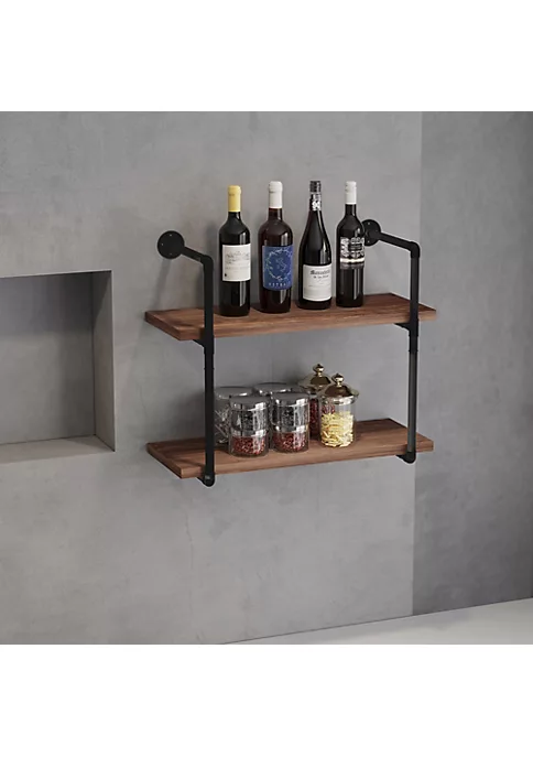Hot Sale ๐ HOMCOM 2 Tier Industrial Pipe Shelves Floating Wall Mounted Bookshelf Metal Frame Display Rack 1.25" Thickness Shelving Unit for Farmhouse Kitchen Bar Rustic Brown ๐ 4 Hot Sale ๐ HOMCOM 2 Tier Industrial Pipe Shelves Floating Wall Mounted Bookshelf Metal Frame Display Rack 1.25" Thickness Shelving Unit for Farmhouse Kitchen Bar Rustic Brown ๐ - Image 2