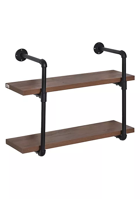 Hot Sale ๐ HOMCOM 2 Tier Industrial Pipe Shelves Floating Wall Mounted Bookshelf Metal Frame Display Rack 1.25" Thickness Shelving Unit for Farmhouse Kitchen Bar Rustic Brown ๐ 7 Hot Sale ๐ HOMCOM 2 Tier Industrial Pipe Shelves Floating Wall Mounted Bookshelf Metal Frame Display Rack 1.25" Thickness Shelving Unit for Farmhouse Kitchen Bar Rustic Brown ๐ - Image 5