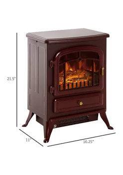 Best deal 🛒 HOMCOM Electric Fireplace Heater Freestanding Fireplace Stove with Realistic LED Log Flames and Overheating Safety Protection 750/1500W Red ✨ -HOMCOM Sales Store Belk 687