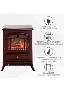 Best deal 🛒 HOMCOM Electric Fireplace Heater Freestanding Fireplace Stove with Realistic LED Log Flames and Overheating Safety Protection 750/1500W Red ✨ -HOMCOM Sales Store Belk 688