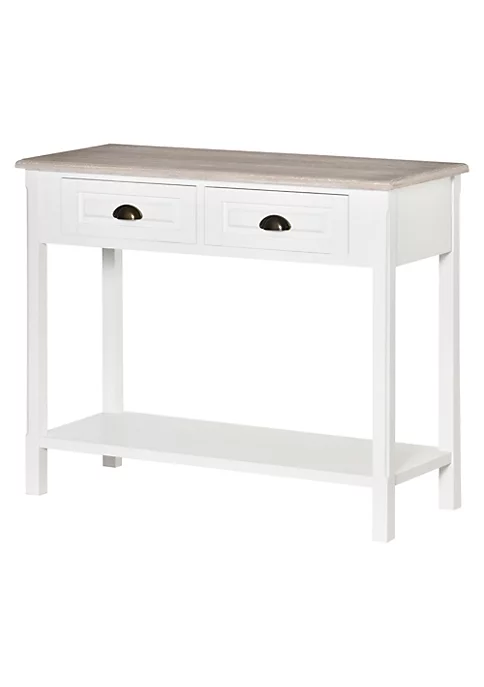 Brand new ๐ HOMCOM Console Table with 2 Storage Drawers and Open Shelf Vintage Distressed Sofa Table for Hallway Living Room or Bedroom White โ๏ธ 4 Brand new ๐ HOMCOM Console Table with 2 Storage Drawers and Open Shelf Vintage Distressed Sofa Table for Hallway Living Room or Bedroom White โ๏ธ - Image 2