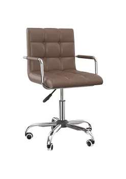 Deals โญ HOMCOM Modern Computer Desk Office Chair with Upholstered PU Leather Adjustable Heights Swivel 360 Wheels Brown ๐