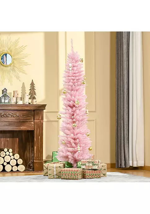 Hot Sale โญ HOMCOM 6ft Tall Slim Noble Fir Unlit Artificial ๐ Christmas Tree with Realistic Branches and 390 Tips Pink โ๏ธ 5 Hot Sale โญ HOMCOM 6ft Tall Slim Noble Fir Unlit Artificial ๐ Christmas Tree with Realistic Branches and 390 Tips Pink โ๏ธ - Image 3
