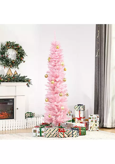 Hot Sale โญ HOMCOM 6ft Tall Slim Noble Fir Unlit Artificial ๐ Christmas Tree with Realistic Branches and 390 Tips Pink โ๏ธ 6 Hot Sale โญ HOMCOM 6ft Tall Slim Noble Fir Unlit Artificial ๐ Christmas Tree with Realistic Branches and 390 Tips Pink โ๏ธ - Image 4