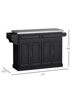 Discount ✔️ HOMCOM Portable Multi Storage Rolling Kitchen Island Storage Cart with Stainless Steel Top and Cabinet on Wheels Black 🧨 -HOMCOM Sales Store Belk 714