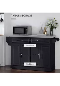 Discount ✔️ HOMCOM Portable Multi Storage Rolling Kitchen Island Storage Cart with Stainless Steel Top and Cabinet on Wheels Black 🧨 -HOMCOM Sales Store Belk 715