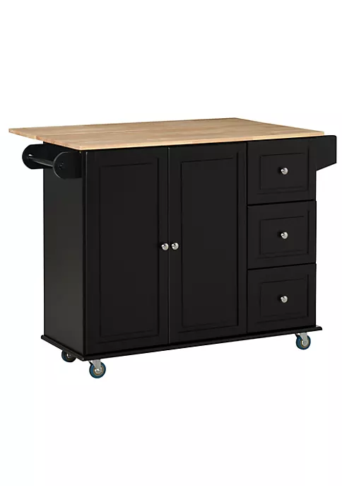 Flash Sale β HOMCOM Mobile Kitchen Island Storage Trolley Cart on Wheels with Dropleaf Top Towel/Spice Rack 3 Drawers 2 Door Cabinet Black π 7 Flash Sale β HOMCOM Mobile Kitchen Island Storage Trolley Cart on Wheels with Dropleaf Top Towel/Spice Rack 3 Drawers 2 Door Cabinet Black π - Image 5