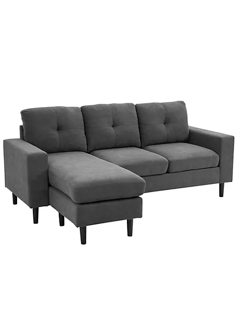 Cheap โ HOMCOM Convertible Sectional Sofa Couch with Reversible Chaise L Shaped Couch with Thick Sponge Cushions for Small Space Dark Grey ๐ 3 Cheap โ HOMCOM Convertible Sectional Sofa Couch with Reversible Chaise L Shaped Couch with Thick Sponge Cushions for Small Space Dark Grey ๐