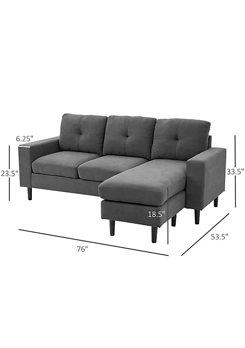 Cheap โ HOMCOM Convertible Sectional Sofa Couch with Reversible Chaise L Shaped Couch with Thick Sponge Cushions for Small Space Dark Grey ๐ 4 Cheap โ HOMCOM Convertible Sectional Sofa Couch with Reversible Chaise L Shaped Couch with Thick Sponge Cushions for Small Space Dark Grey ๐ - Image 2