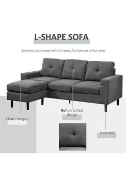 Cheap โ HOMCOM Convertible Sectional Sofa Couch with Reversible Chaise L Shaped Couch with Thick Sponge Cushions for Small Space Dark Grey ๐ 9 Cheap โ HOMCOM Convertible Sectional Sofa Couch with Reversible Chaise L Shaped Couch with Thick Sponge Cushions for Small Space Dark Grey ๐ -HOMCOM Sales Store Belk 734
