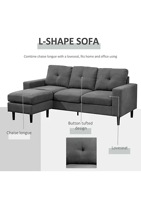 Cheap โ HOMCOM Convertible Sectional Sofa Couch with Reversible Chaise L Shaped Couch with Thick Sponge Cushions for Small Space Dark Grey ๐ 5 Cheap โ HOMCOM Convertible Sectional Sofa Couch with Reversible Chaise L Shaped Couch with Thick Sponge Cushions for Small Space Dark Grey ๐ - Image 3