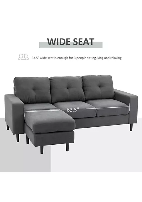 Cheap โ HOMCOM Convertible Sectional Sofa Couch with Reversible Chaise L Shaped Couch with Thick Sponge Cushions for Small Space Dark Grey ๐ 6 Cheap โ HOMCOM Convertible Sectional Sofa Couch with Reversible Chaise L Shaped Couch with Thick Sponge Cushions for Small Space Dark Grey ๐ - Image 4