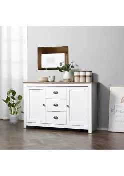 Best Sale 🥰 HOMCOM Kitchen Sideboard with Adjustable Shelves Buffet Server Cabinet Console Table with 3 Drawers White 🌟 -HOMCOM Sales Store Belk 739