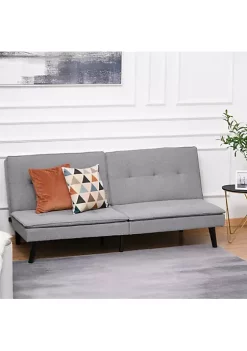 Coupon 💯 HOMCOM Convertible Lounge Futon Sofa Bed/3 Seater Tufted Fabric Upholstered Sleeper with Adjustable Backrest Grey ⭐ -HOMCOM Sales Store Belk 748