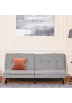 Coupon 💯 HOMCOM Convertible Lounge Futon Sofa Bed/3 Seater Tufted Fabric Upholstered Sleeper with Adjustable Backrest Grey ⭐ -HOMCOM Sales Store Belk 749