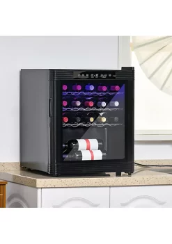 Wholesale 🔥 HOMCOM Wine Cooler with 18 Bottle Capacity Mini Beverage Fridge with Digital Temperature Control 3 Removable Shelves Glass Door Alarm Function and LED Lighting Black ✨ -HOMCOM Sales Store Belk 754