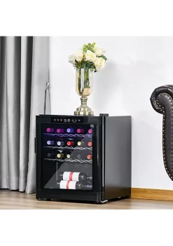 Wholesale 🔥 HOMCOM Wine Cooler with 18 Bottle Capacity Mini Beverage Fridge with Digital Temperature Control 3 Removable Shelves Glass Door Alarm Function and LED Lighting Black ✨ -HOMCOM Sales Store Belk 755