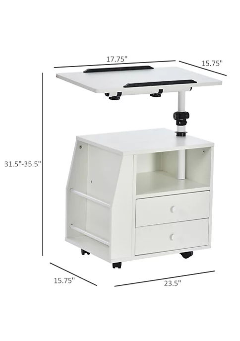 New ๐ HOMCOM Modern End/Side Table for Living Room or Bedroom with a 360 degree Adjustable Height Tabletop and Storage Drawers White ๐ฅฐ 4 New ๐ HOMCOM Modern End/Side Table for Living Room or Bedroom with a 360 degree Adjustable Height Tabletop and Storage Drawers White ๐ฅฐ - Image 2