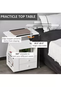 New ๐ HOMCOM Modern End/Side Table for Living Room or Bedroom with a 360 degree Adjustable Height Tabletop and Storage Drawers White ๐ฅฐ 9 New ๐ HOMCOM Modern End/Side Table for Living Room or Bedroom with a 360 degree Adjustable Height Tabletop and Storage Drawers White ๐ฅฐ -HOMCOM Sales Store Belk 759