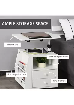 New ๐ HOMCOM Modern End/Side Table for Living Room or Bedroom with a 360 degree Adjustable Height Tabletop and Storage Drawers White ๐ฅฐ 10 New ๐ HOMCOM Modern End/Side Table for Living Room or Bedroom with a 360 degree Adjustable Height Tabletop and Storage Drawers White ๐ฅฐ -HOMCOM Sales Store Belk 760
