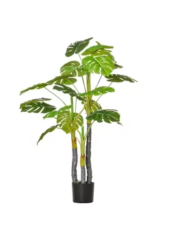 Best Sale 😀 HOMCOM 4FT Artificial Monstera Tree Faux Decorative Plant in Nursery Pot for Indoor Outdoor Décor 😀