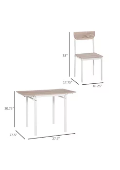 New 🌟 HOMCOM Modern 5 Piece Dining Table Set for 4 with Foldable Drop Leaf 4 Chairs and Metal Frame for Small Spaces White 🎁 -HOMCOM Sales Store Belk 779