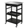 Flash Sale 🎁 HOMCOM Kitchen island Cart Rolling Trolley Utility Serving Cart with Stainless Steel Tabletop Wine Rack and Drawer ⌛ -HOMCOM Sales Store Belk 782