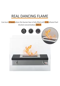 Hot Sale 👍 HOMCOM Portable Table Top Ventless Ethanol Fireplace Indoor Outdoor Fire Pit 18"x 7" Silver and Black ⭐ 10 Hot Sale 👍 HOMCOM Portable Table Top Ventless Ethanol Fireplace Indoor Outdoor Fire Pit 18"x 7" Silver and Black ⭐ -HOMCOM Sales Store Belk 800