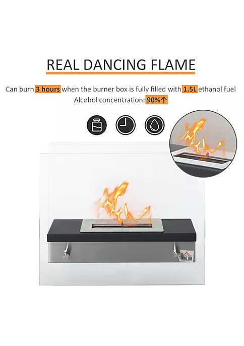 Hot Sale 👍 HOMCOM Portable Table Top Ventless Ethanol Fireplace Indoor Outdoor Fire Pit 18"x 7" Silver and Black ⭐ 6 Hot Sale 👍 HOMCOM Portable Table Top Ventless Ethanol Fireplace Indoor Outdoor Fire Pit 18"x 7" Silver and Black ⭐ - Image 4